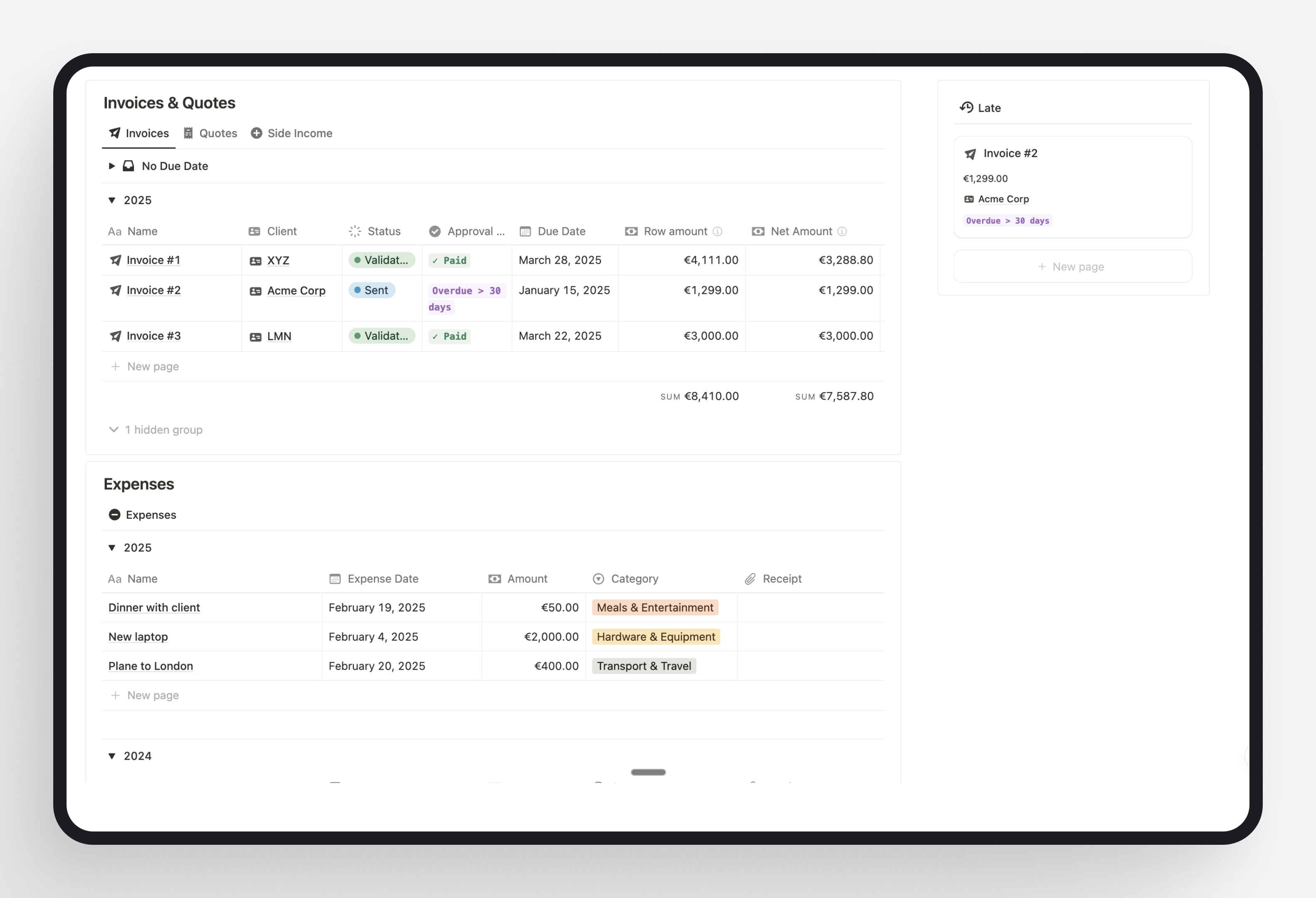 Freelance OS Invoices and Quotes
